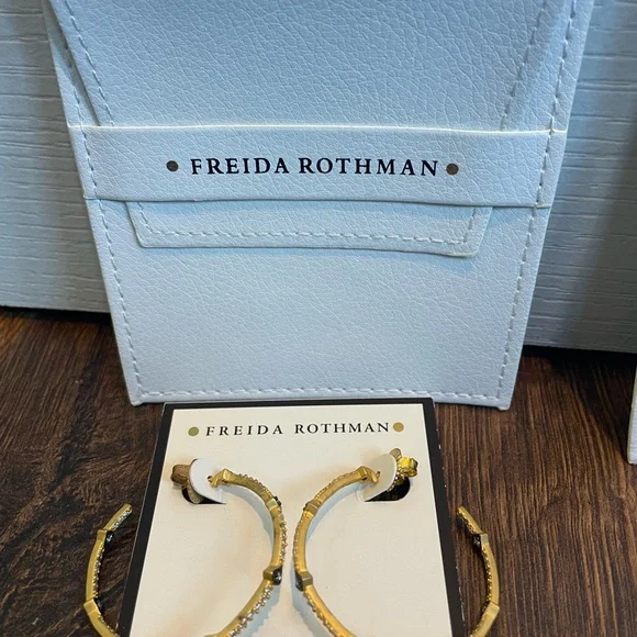 Freida Rothman Best Selling Pave Arrow Hoop Earrings, NWOT - Picture 7 of 9